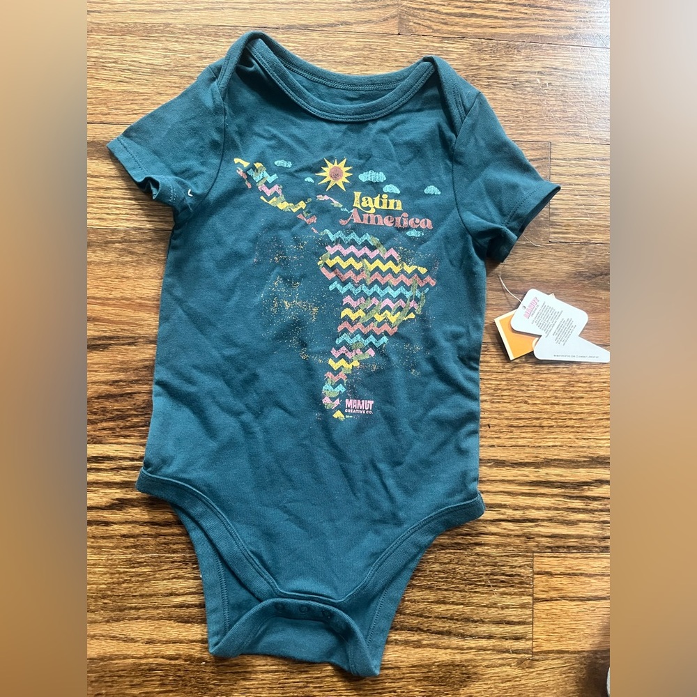Marmot Teal Short-Sleeve Graphic One-Piece with Multicolor Map